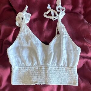 Hollister White Smocked Crop Top